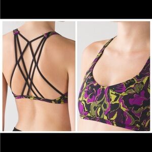 Lululemon Free To Be Zen Bra Mini Boom Bloom Chartreuse Green Aurora / Black EUC